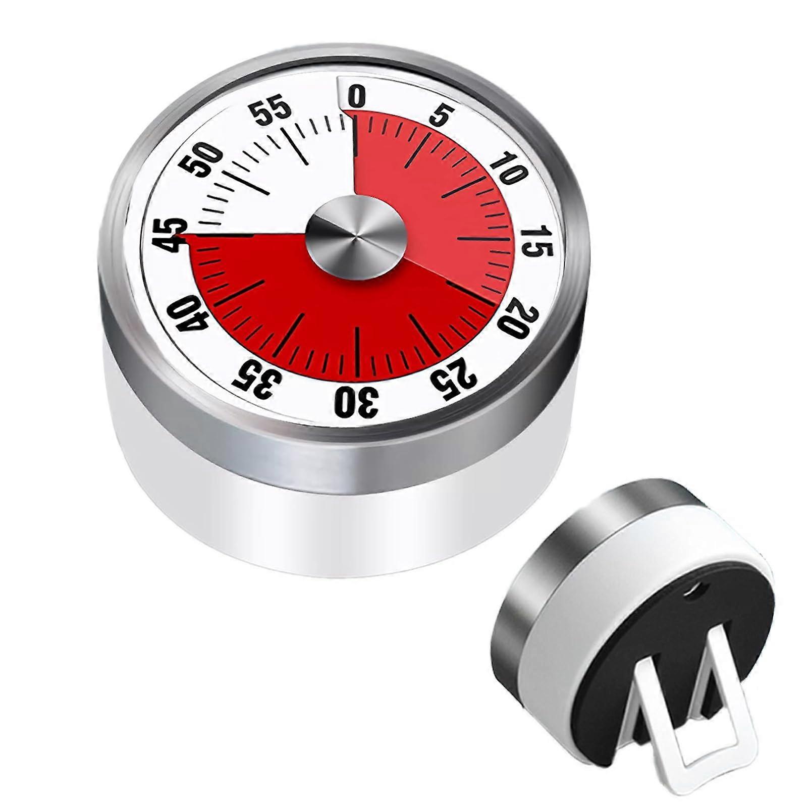 Stainless Steel Mechanical Kitchen Timer with Loud 85dB Alarm, Magnetic Back, Battery