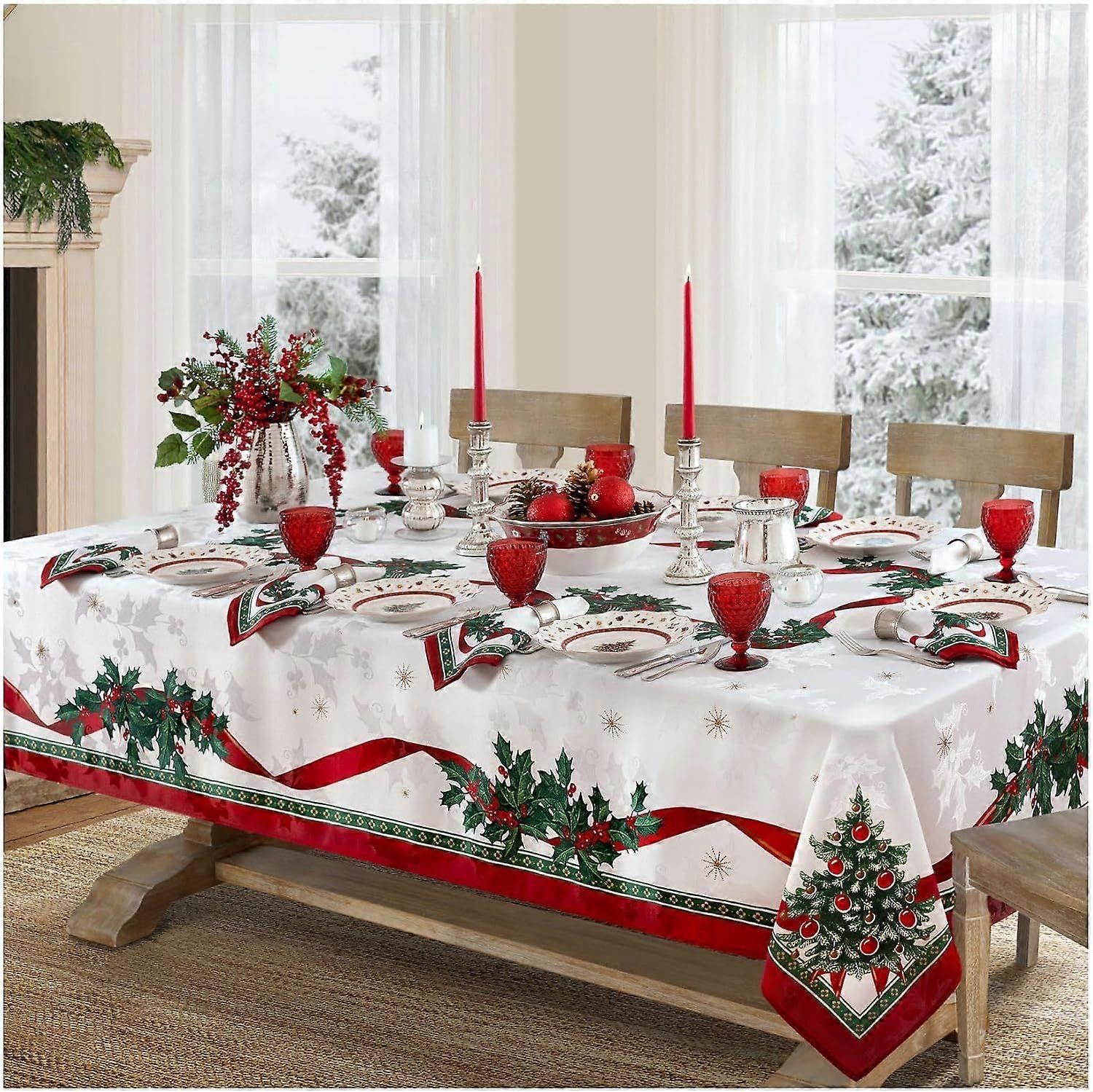 Christmas fabric tablecloth, holiday table decoration, 140x180cm, rectangular