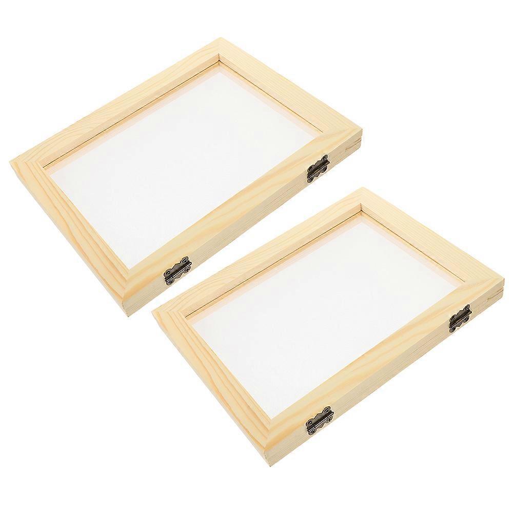 2Pcs Paper Making Mold Paper Making Screen DIY Making Paper Frame Paper Making DIY Mold (Random Style Hinge)
