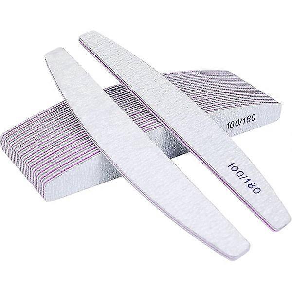 16pcs Double Sided Nail Files - 100/180 Grit Washable White
