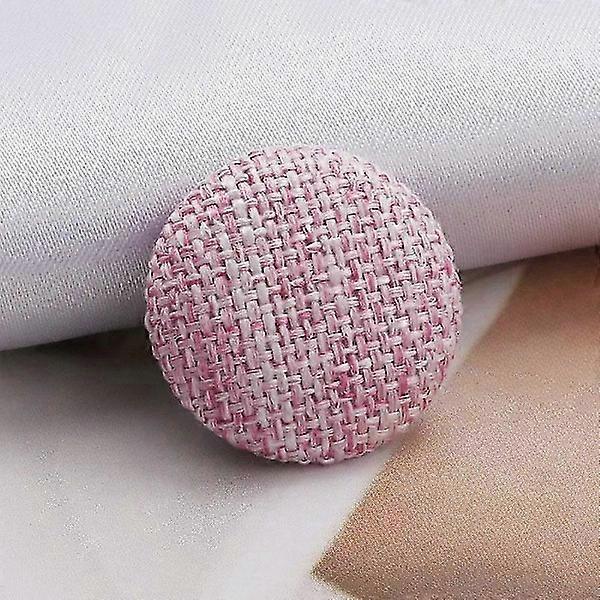 10 pcs Shank Buttons Metal Buttons Clothing Diy Fabric Buttons Fabric Covered Linen Round Decorative pink 20MM