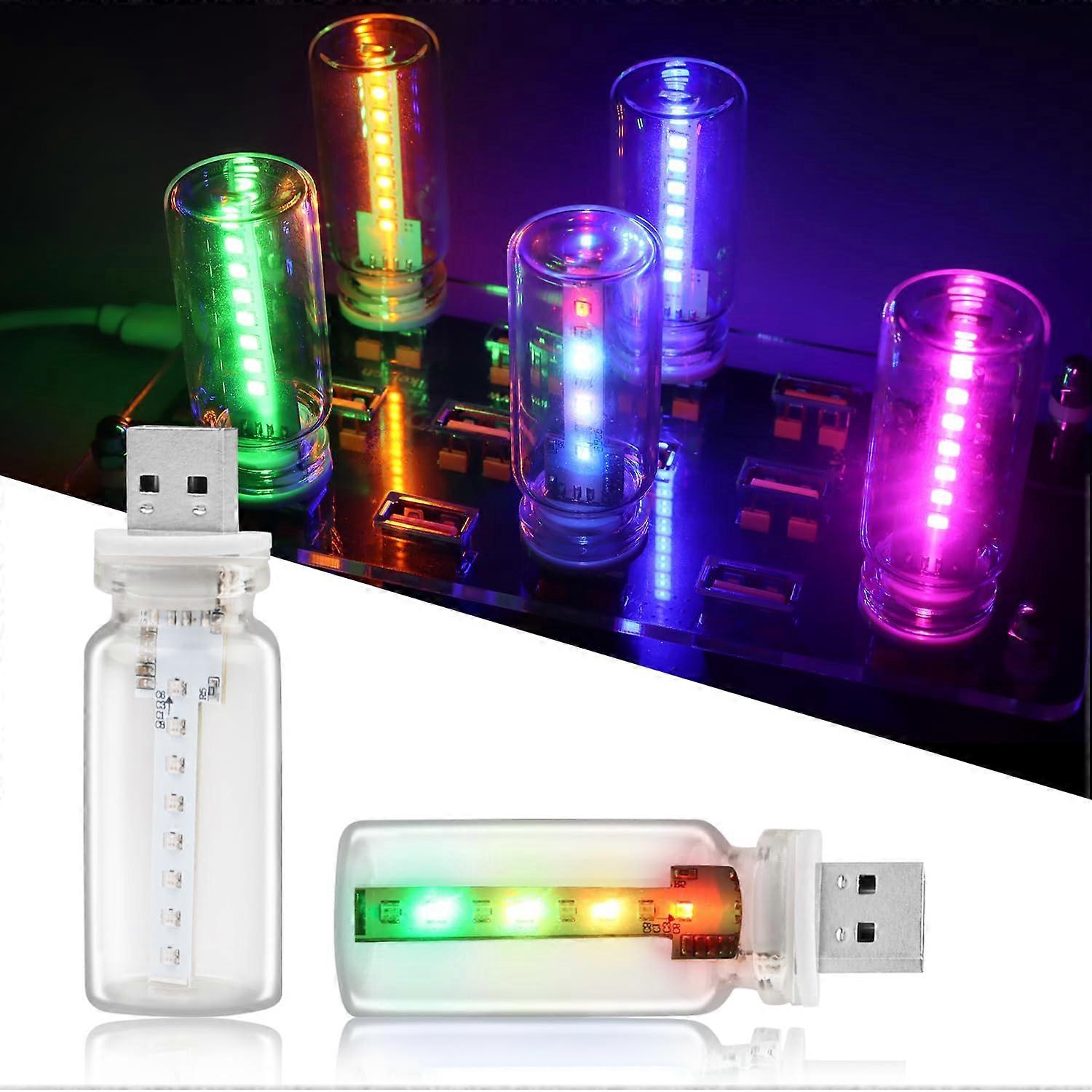 2 PCS USB Car Ambient Light with Touch Control Brightness, 7Color LED Mood Lighting, Clear Lens