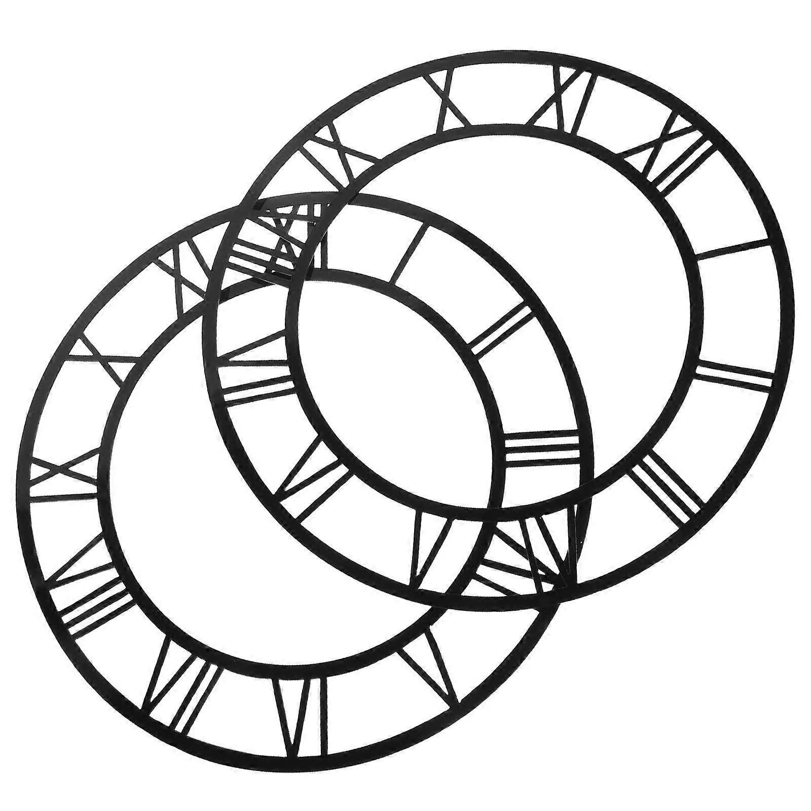 Roman Numerals Clock Dial Sticker for Home 2Pcs Black Acrylic Mirror Surface
