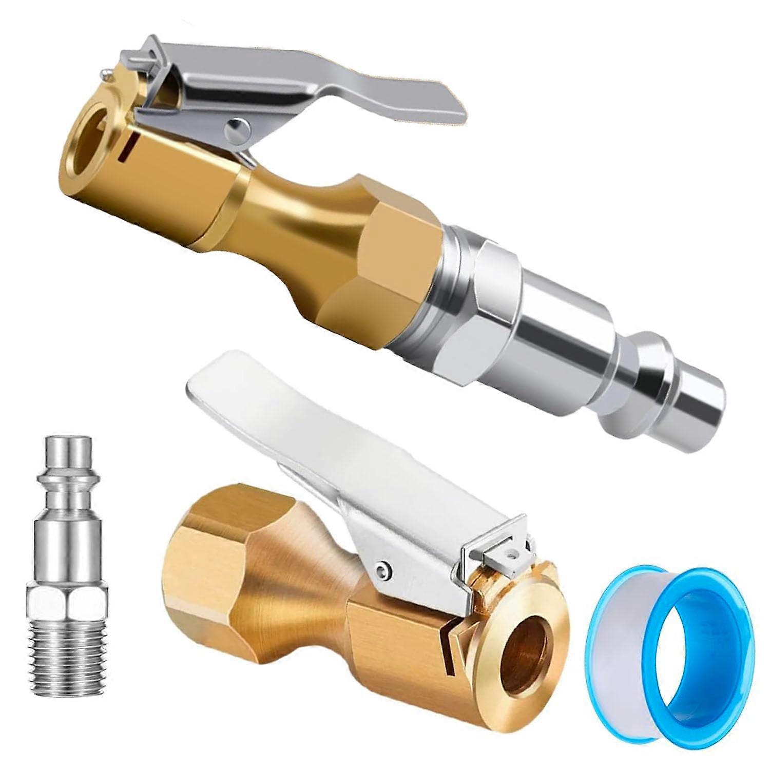 2 Pack Brass Locking Tire Air Chuck, NoLeak 250PSI Seal Quick Connect for Schrader Inflator