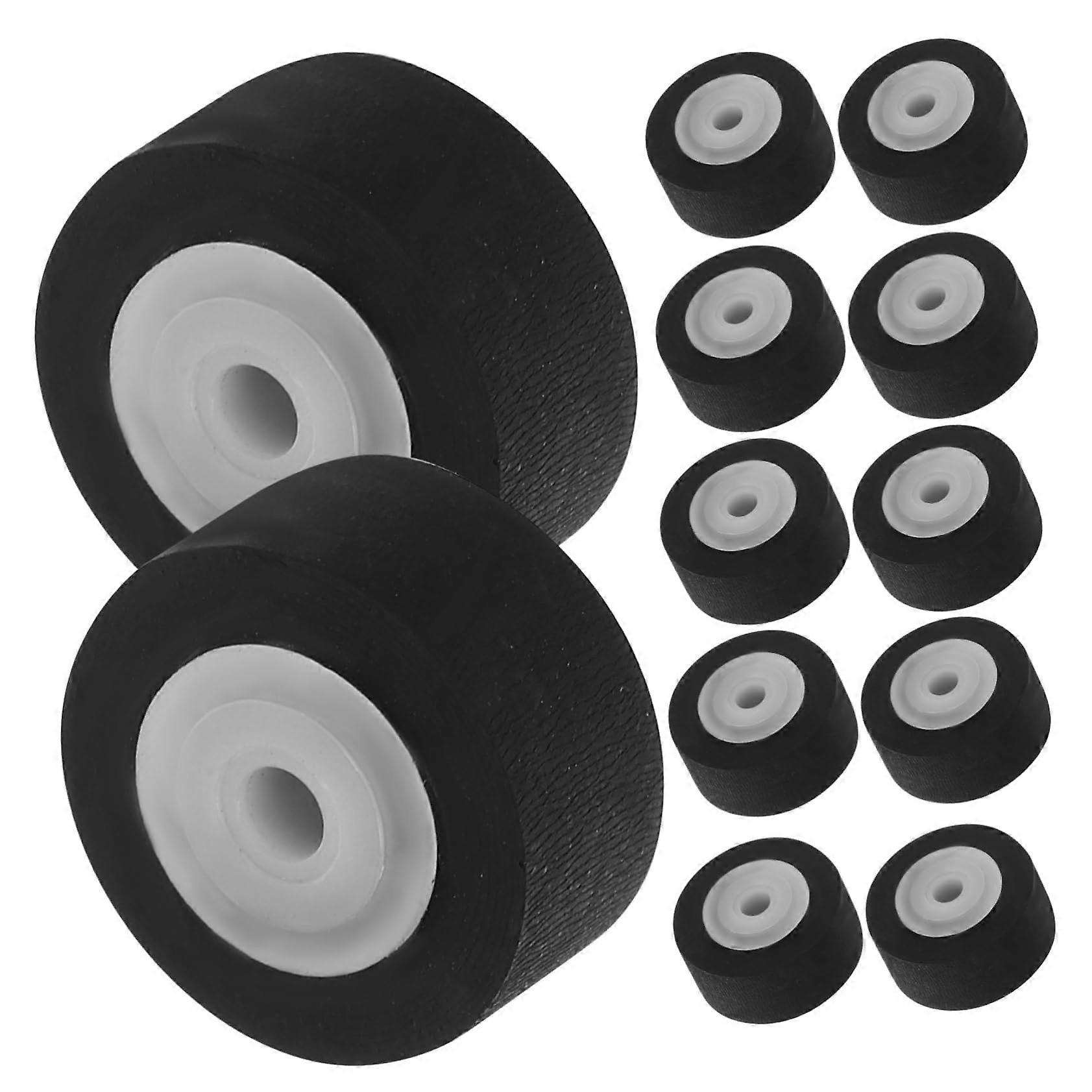6Pcs Cassette Player Pinch Roller Replacement for Tape Deck , Durable Clear Audio, 1.15x0.59cm Black