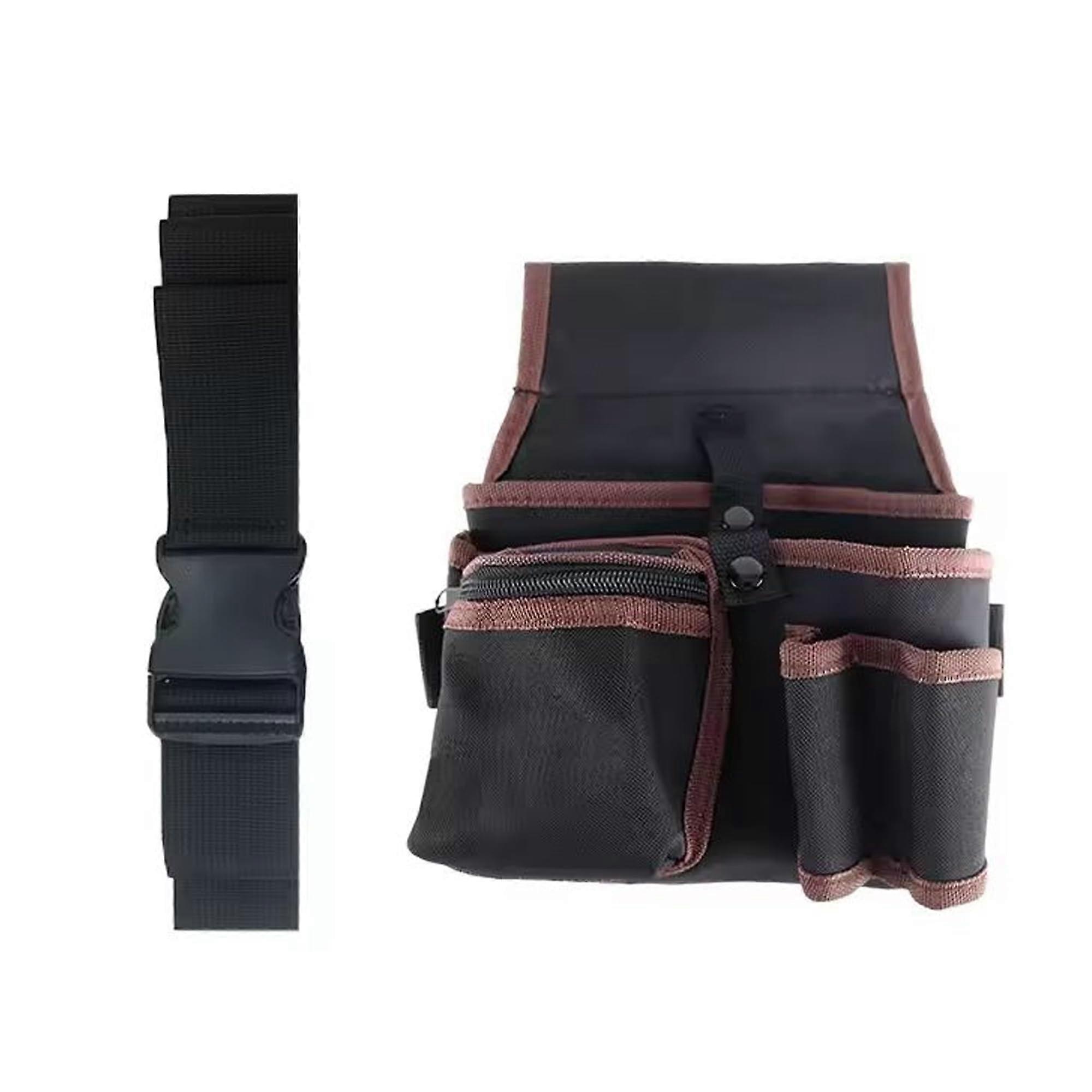 Heavy Duty Electrician Tool Belt with Multiple Pouches and Quick Access Organizer, Coffee