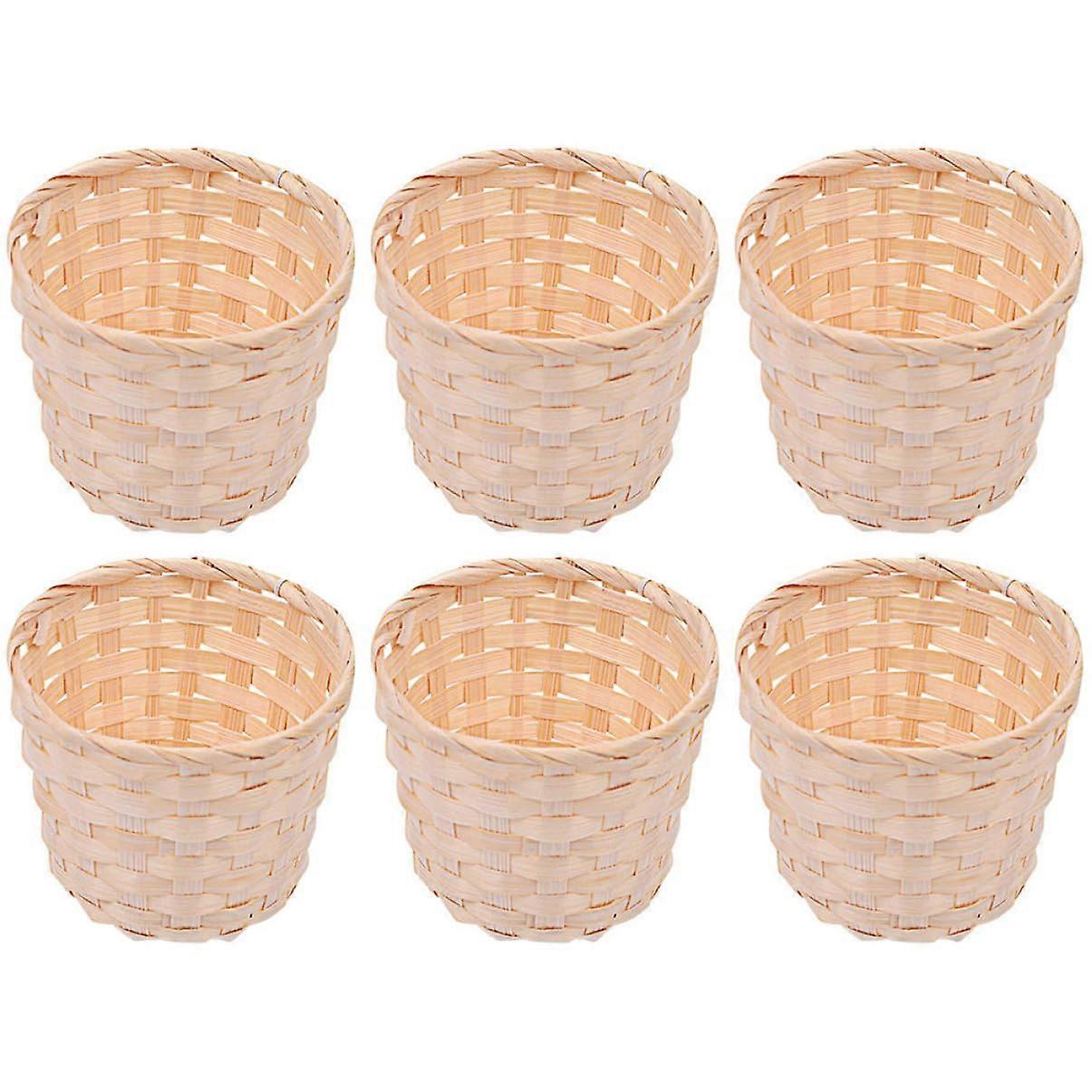 6pcs Bamboo Woven Storage Basket Set for Home Organization and Decorative Multiuse