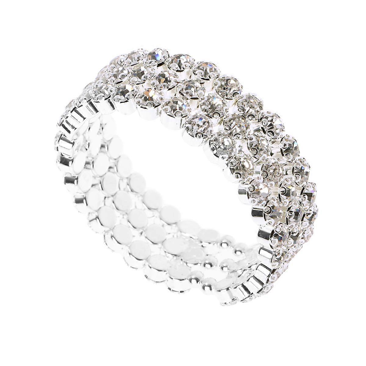 Open Cuff Bangle for Decoration Rhinestone Studded Bracelet Multi Color