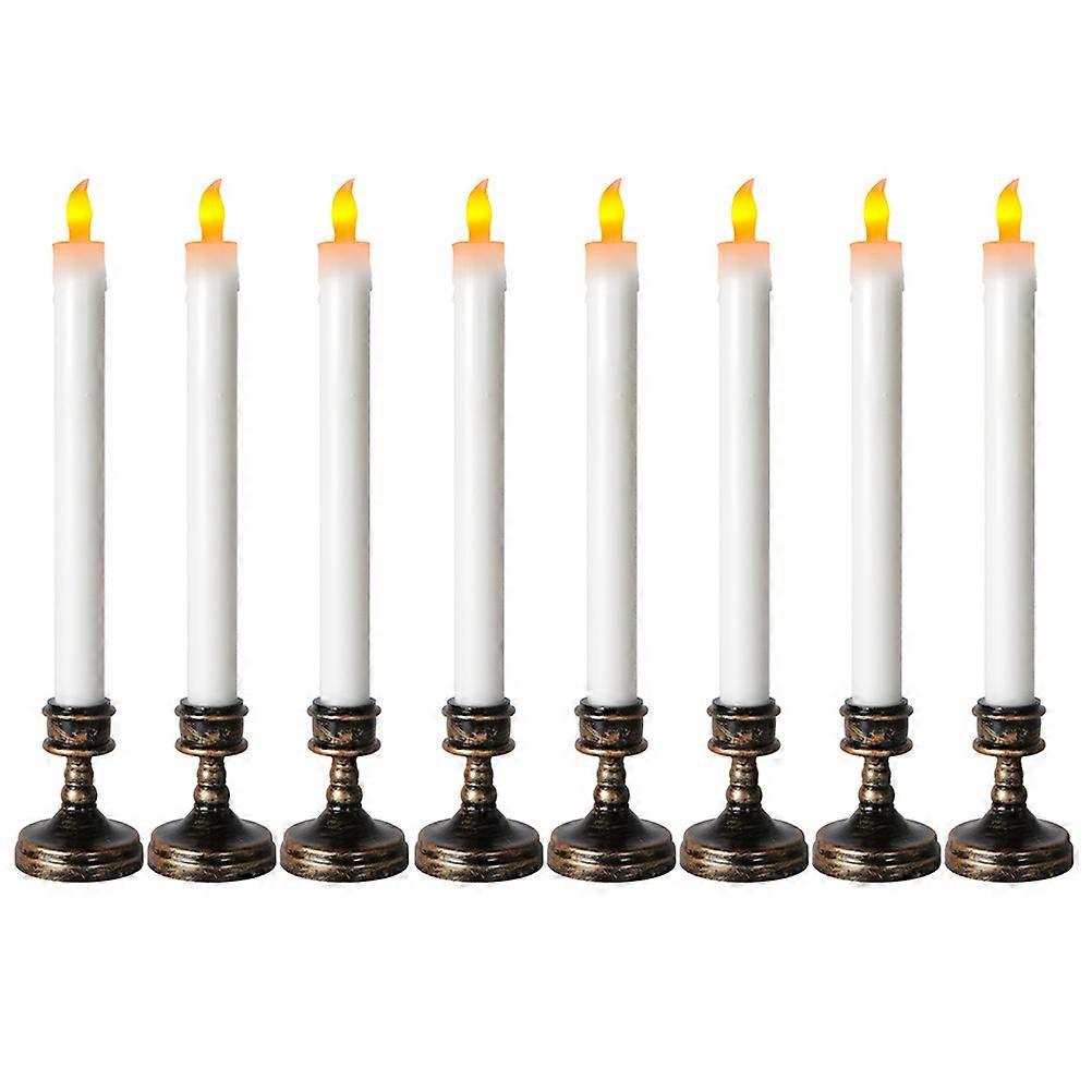 Candle Ornament for Decor 8Pcs White Electric LED Candle Light