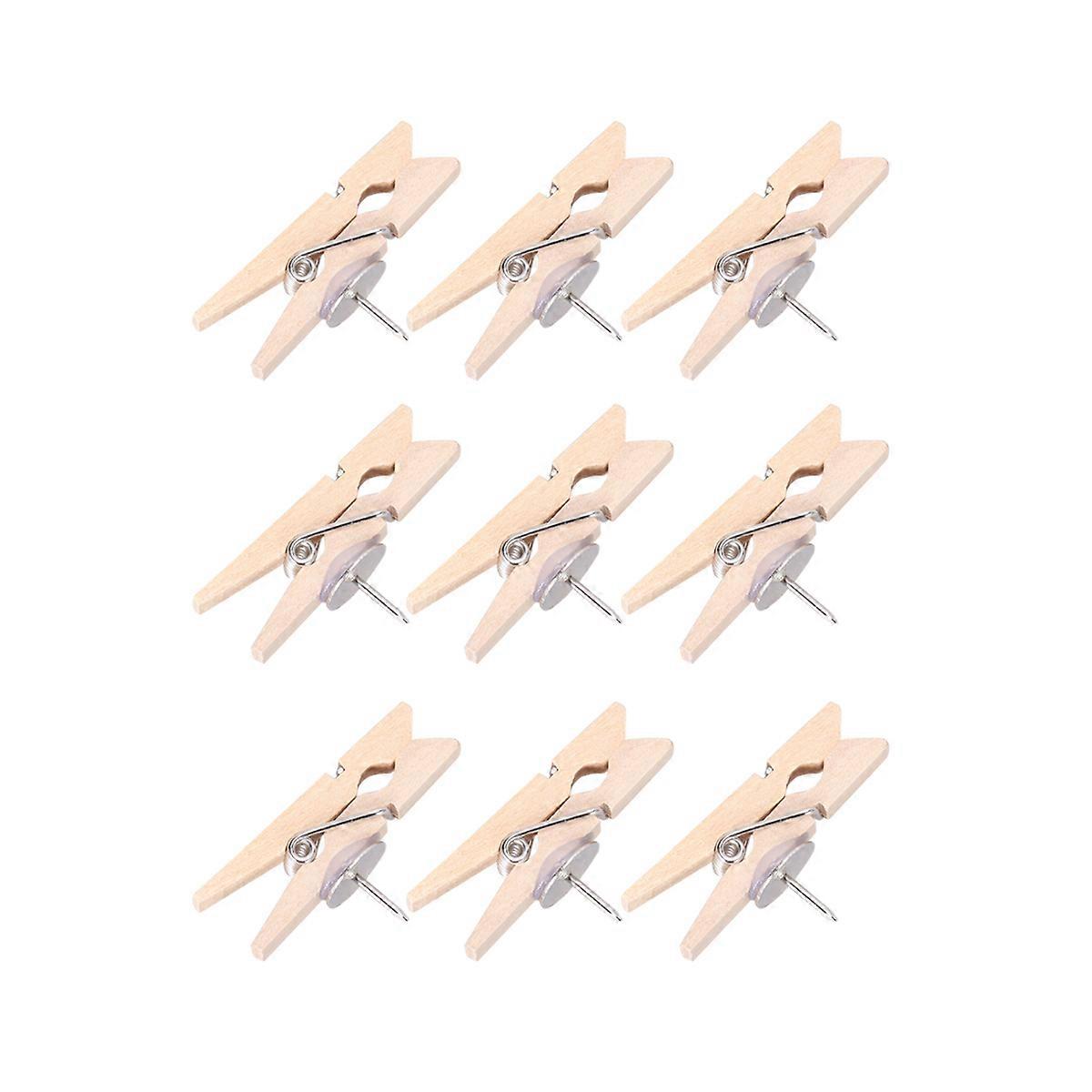 Multi-Function Wooden Clips with Pins for Notes and Photos 30Pcs