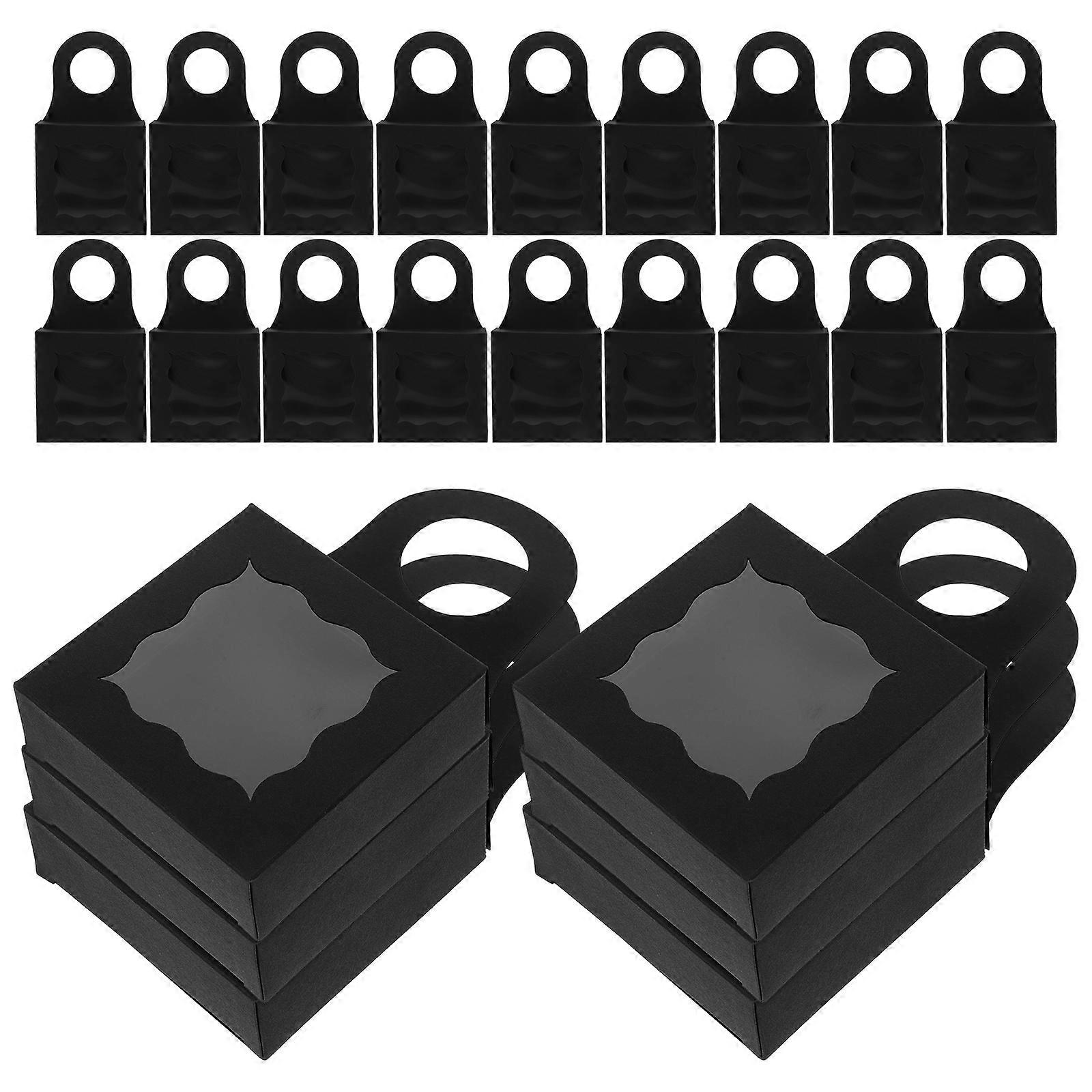 25Pcs Hanger Boxes for Gift Storage Black Paper Boxes with Window