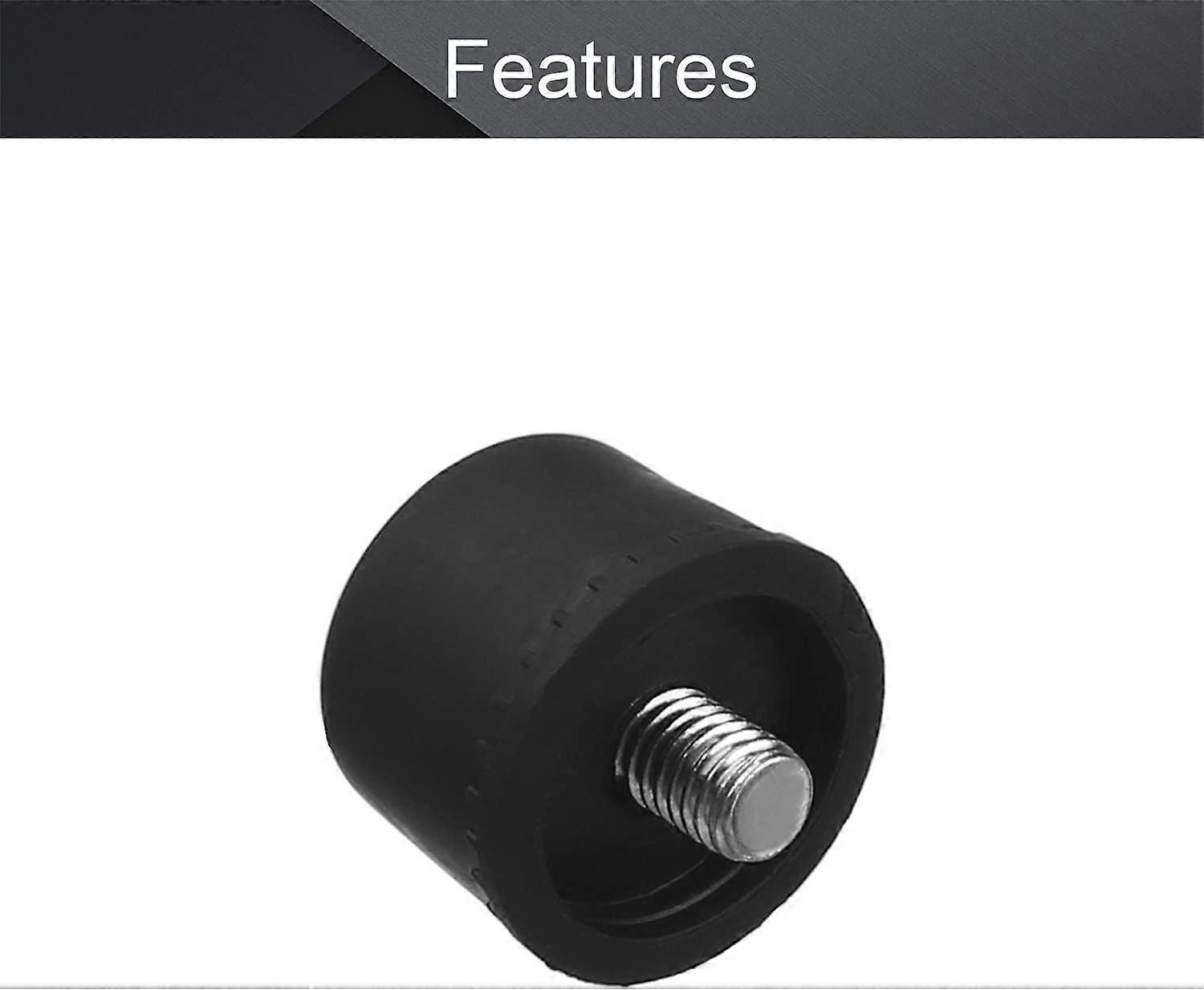 2pcs Polyurethane Mallet Head Threaded Round Heads Replacements Head Tip Set Rubber Hammer Accessories(30mm,black)