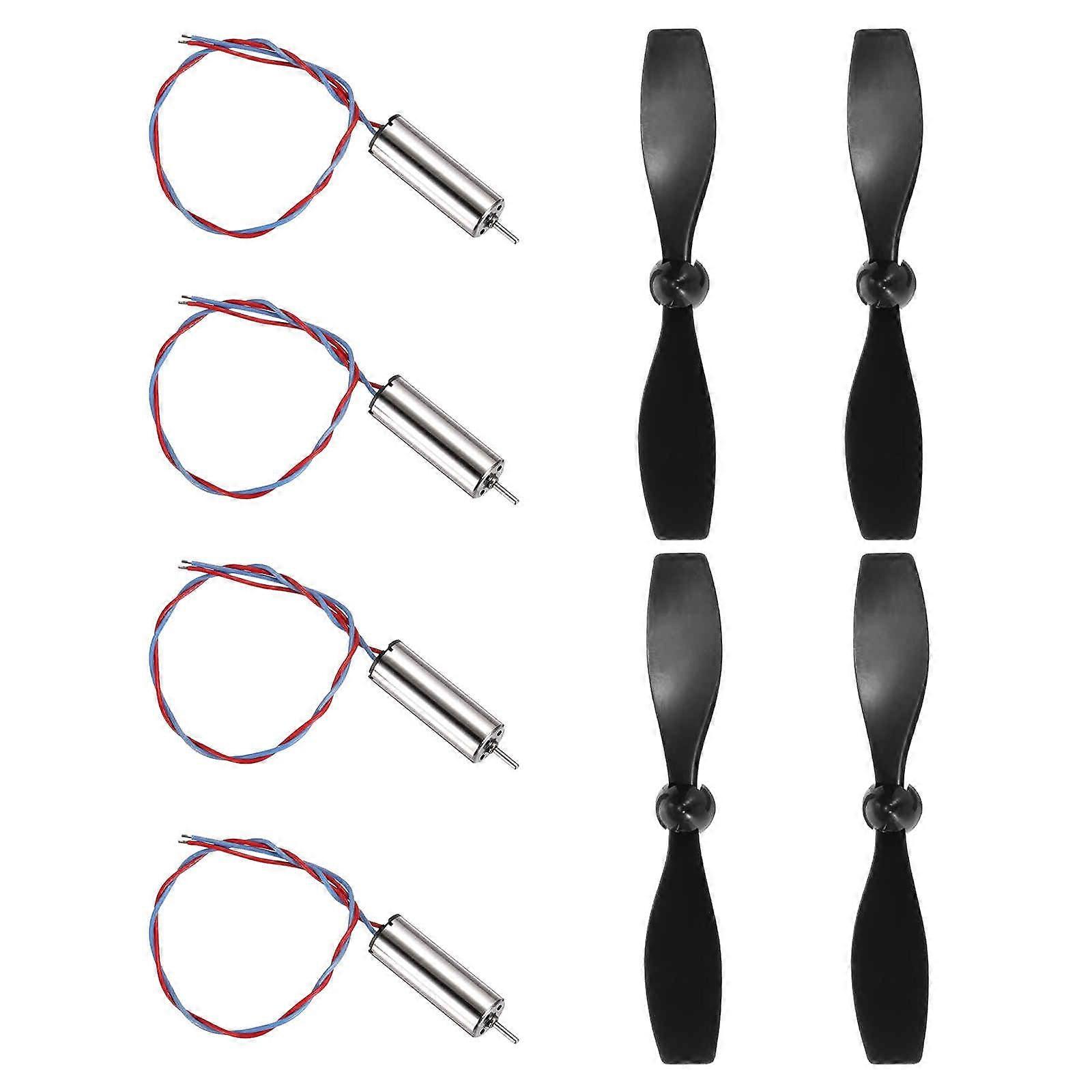 8520 Hollow Cup Motor with 4x 75mm Drone Propellers for Stable Micro RC Quadcopters Black