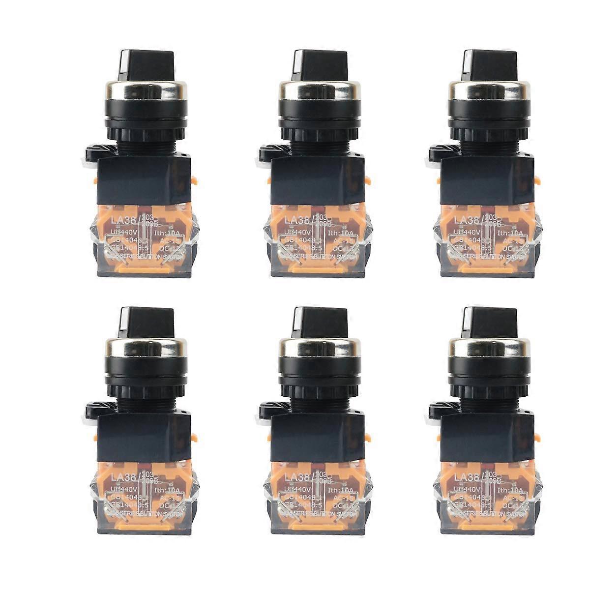 6pcs Waterproof Rotary Selector Switch 2 Position Latching Design for Electrical Appliances
