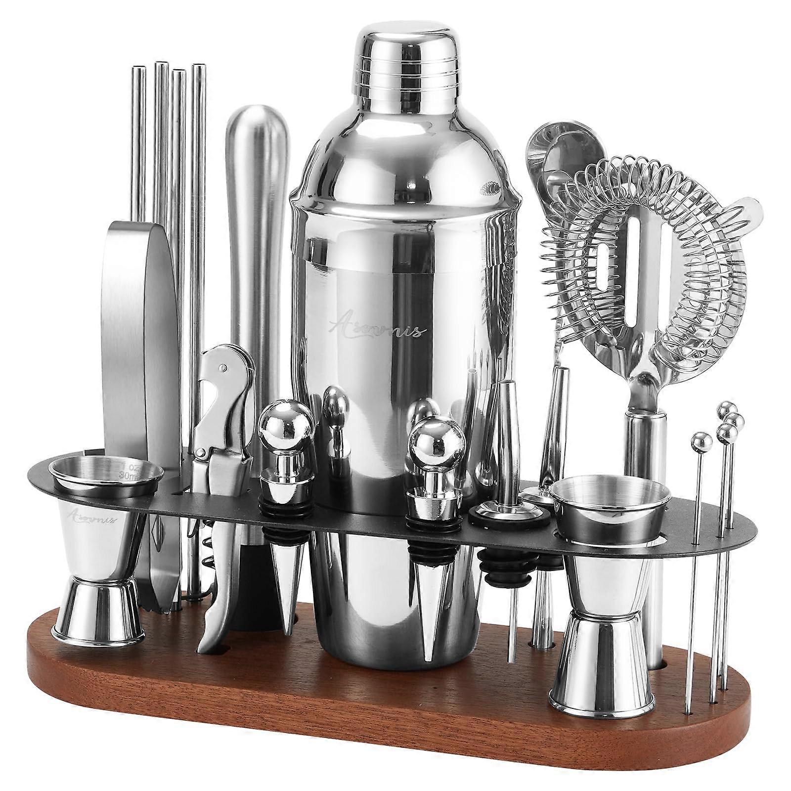 23Piece Cocktail Shaker Set with Patented Stand, RustResistant Bartender Kit for Home Bar