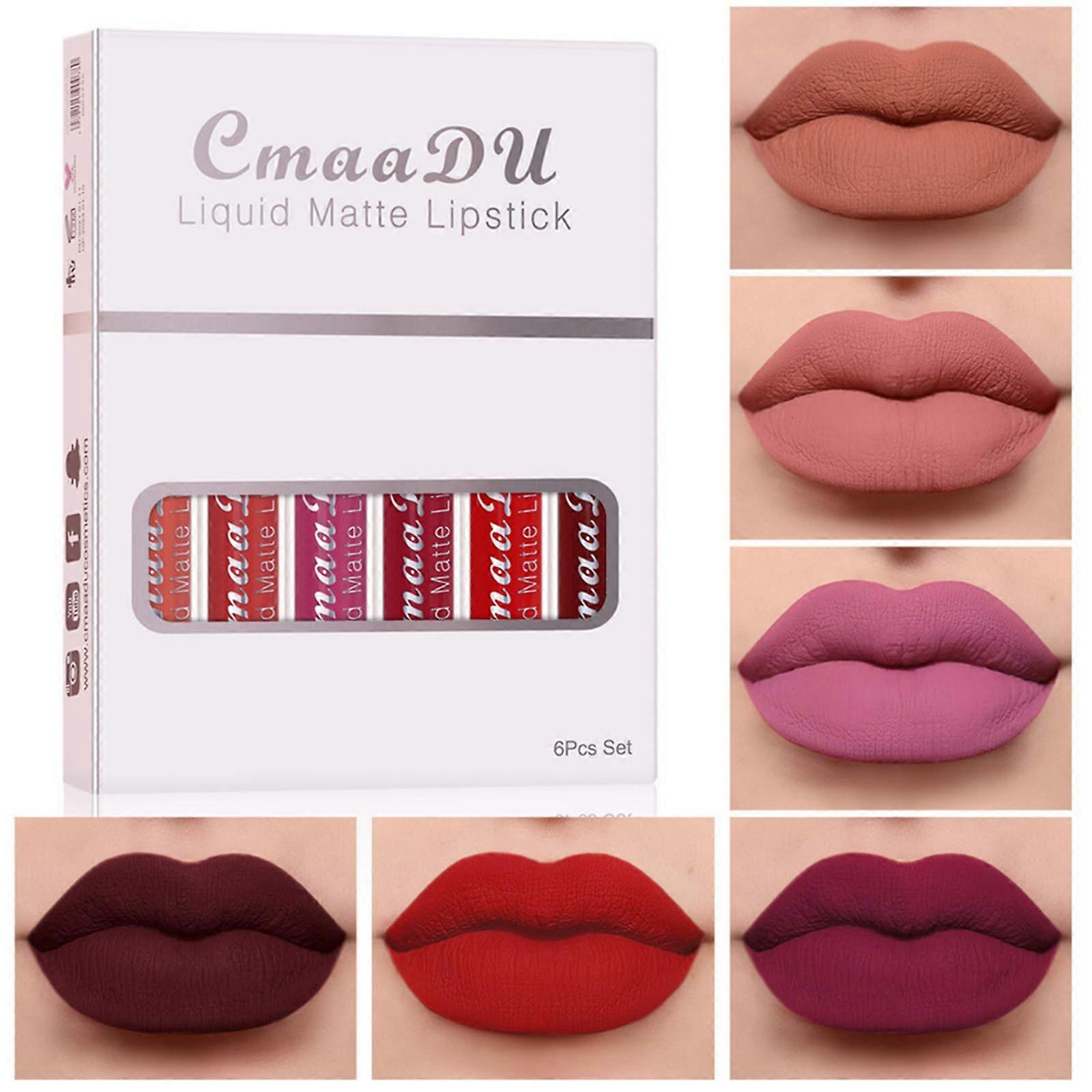 Matte Liquid Lipstick Set 6 Colors Velvet Matte Long Lasting Waterproof Smooth Full Coverage