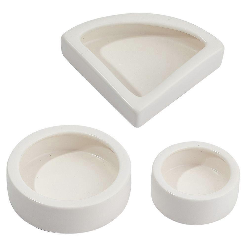 Porcelain Reptile Bowl Flat Round Triangle White 4pcs/set