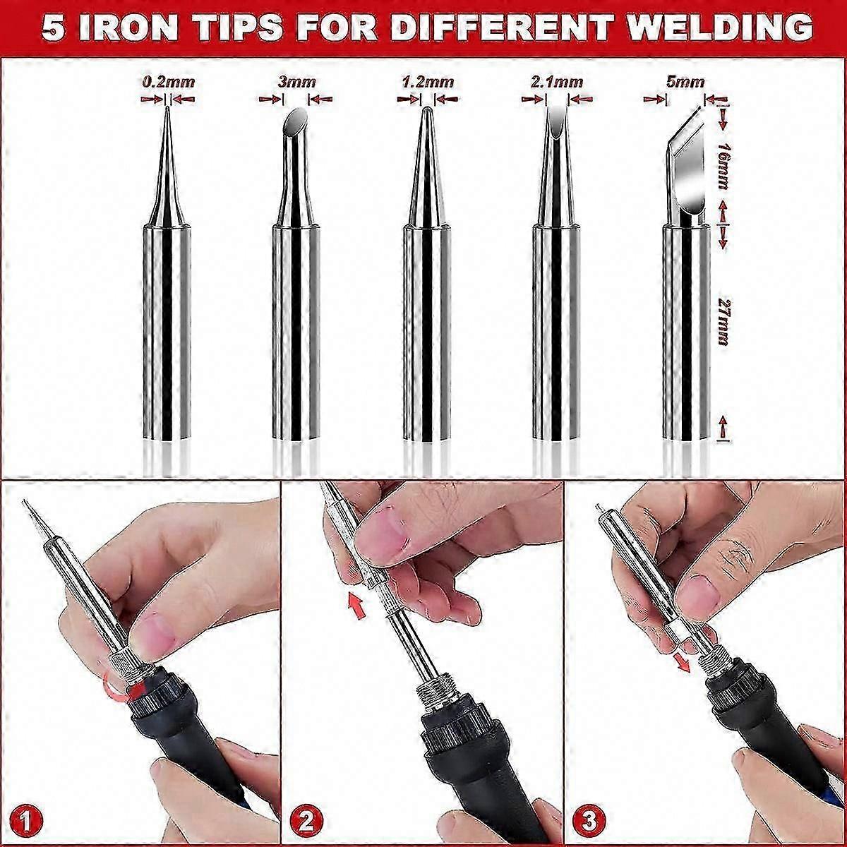 60W Adjustable Temperature Soldering Iron Kit with 5 Tips