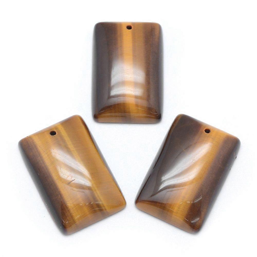 Natural Tiger Eye Pendants Rectangle 30x20x6mm Hole: 1.5mm