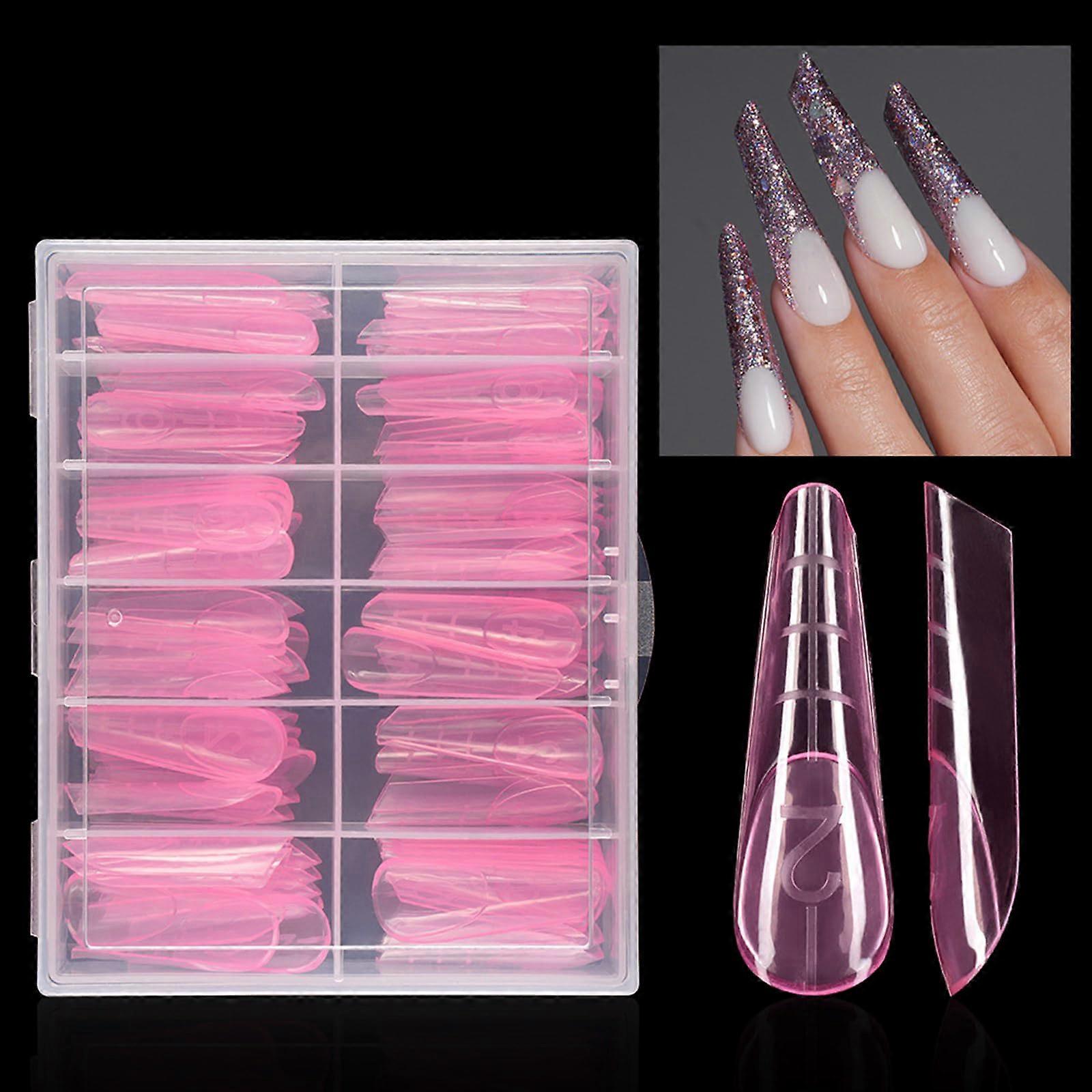 Dual Forms for Acrylic Nails with Precise Shape Guide, Clear Full Cover Poly Gel Nail Forms