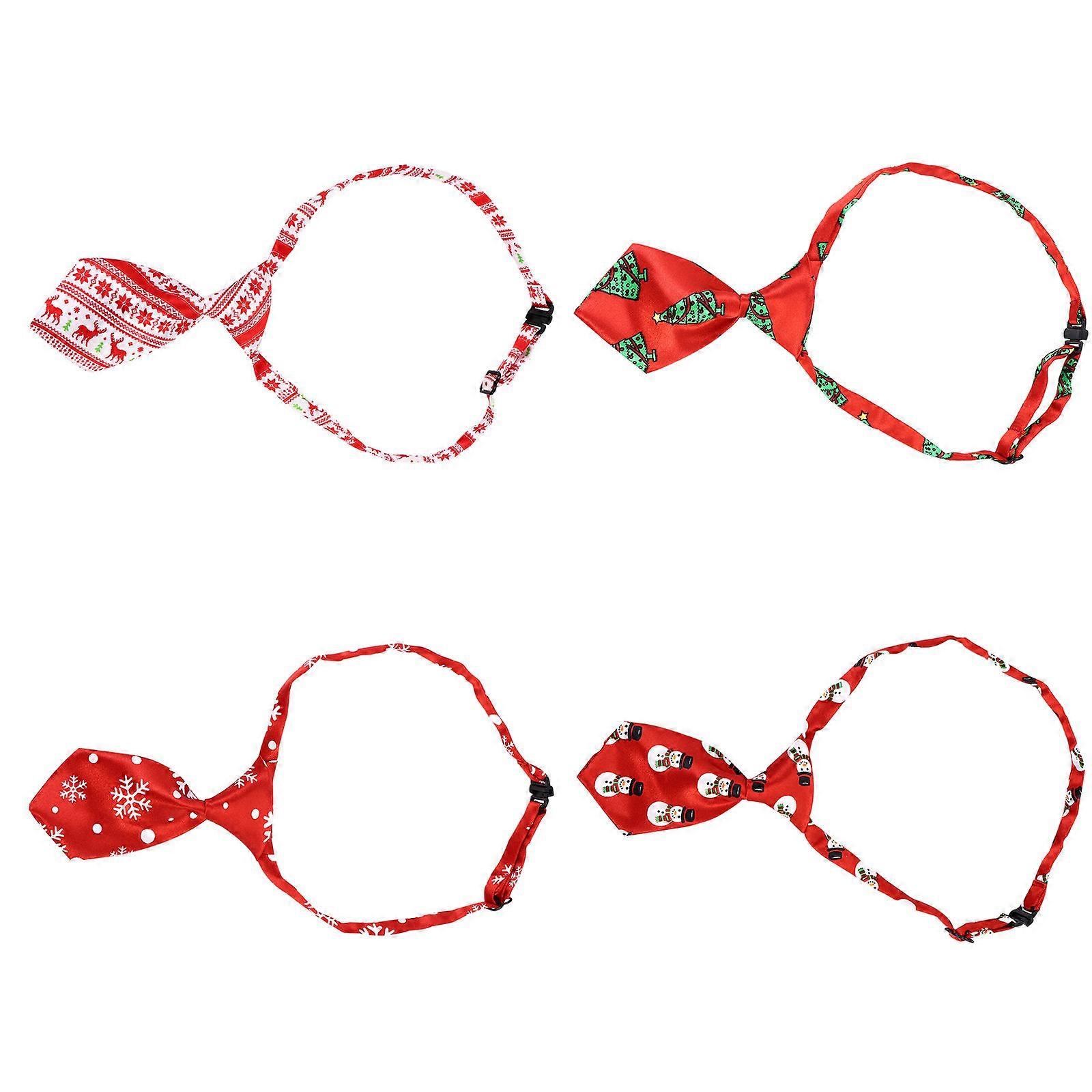 Durable Tie 4Pcs Christmas Party Polyester Printed Tie Children Assorted Color Pattern Printing