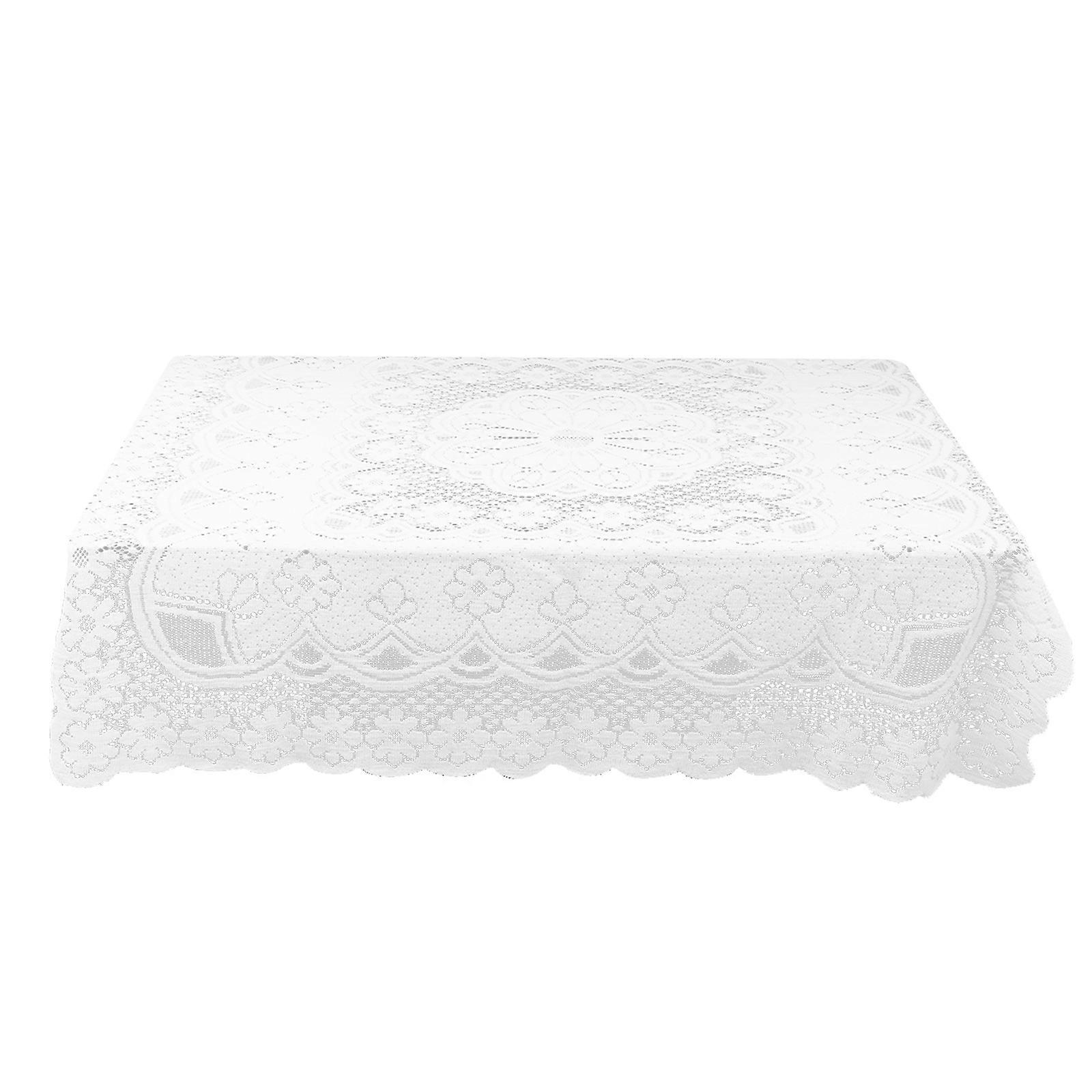 Dinner Table Cloth Elegant Hollow Tablecloth for Home 3Pcs White Polyester
