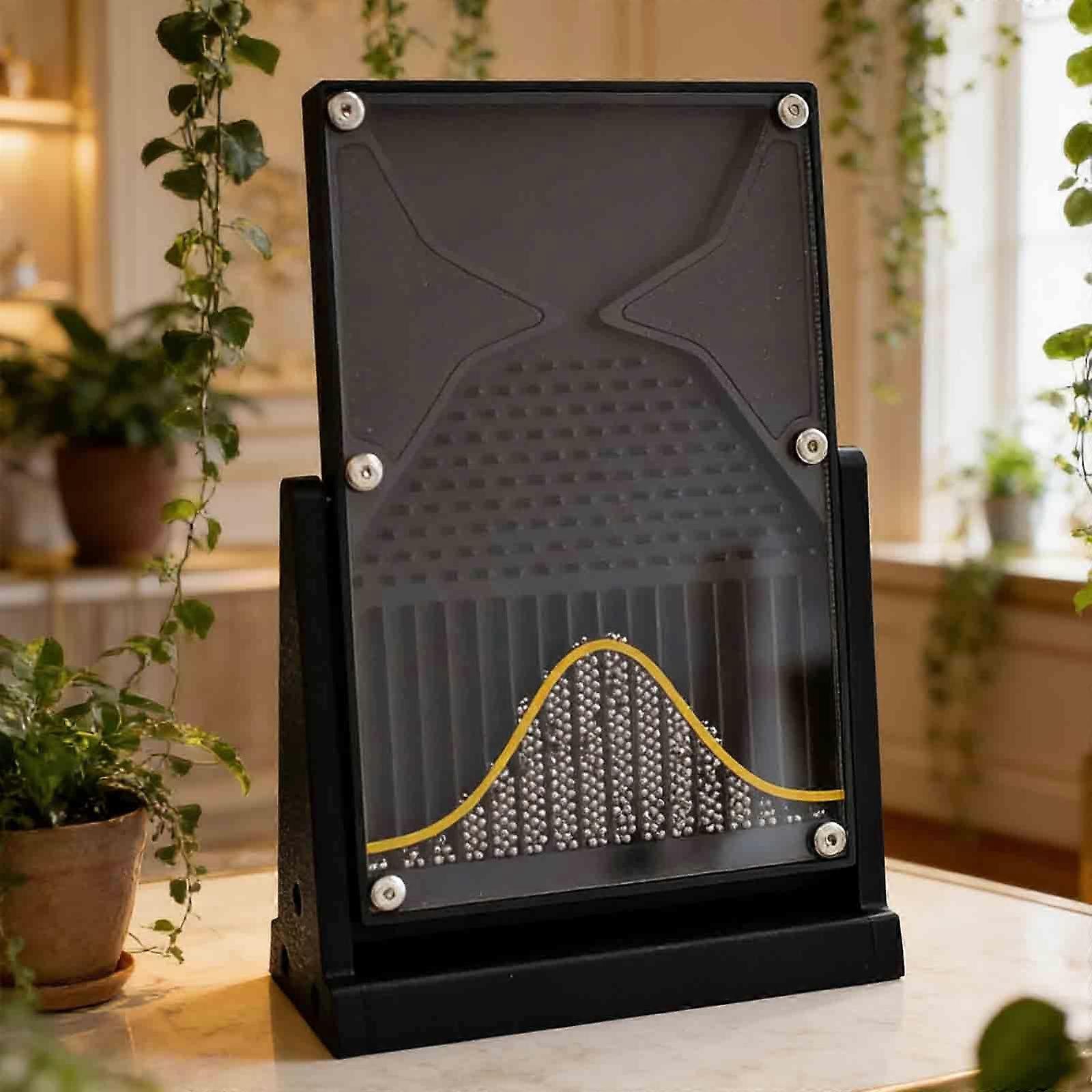 Galton Board Probability Demonstrator with Bell Curve Visualization for Classroom Statistics Learning (Black)