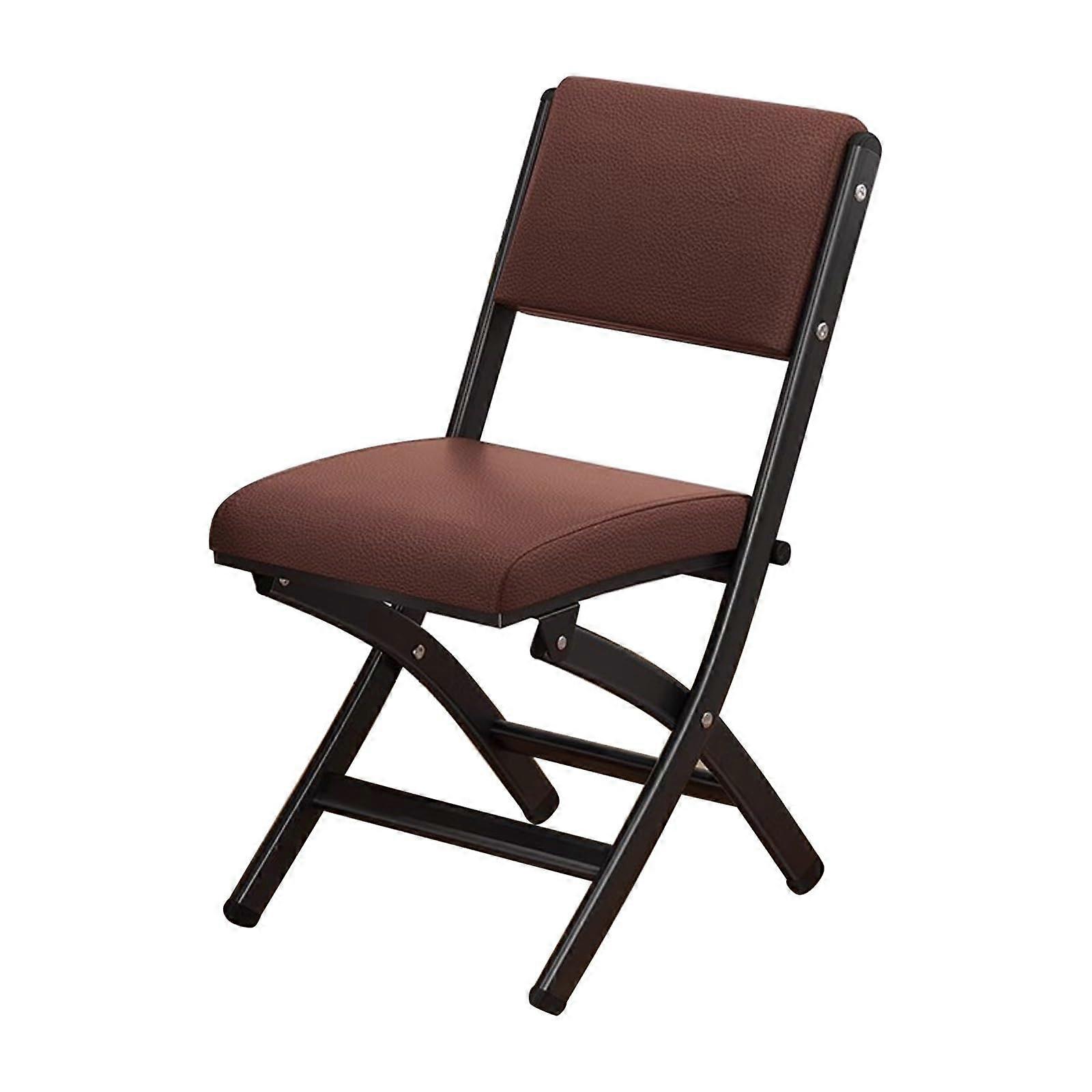 Brown Padded Folding Office Chair with Extra Thick Seat, SpaceSaving Stackable Metal Frame