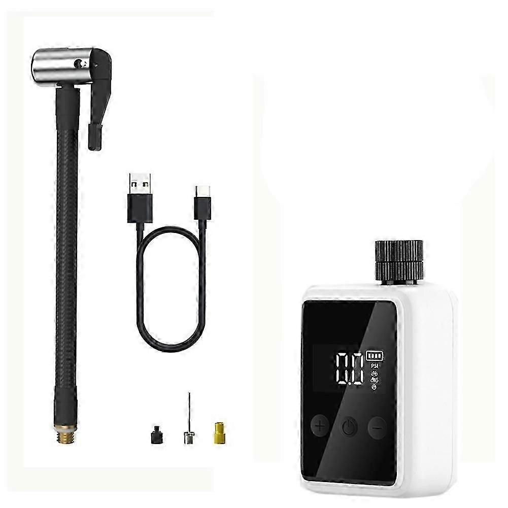Mini Portable Bicycle Pump 150PSI Pump With Digital PSI White
