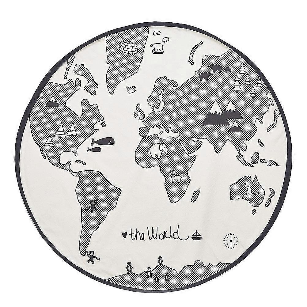 3Pcs Round Use Children Rug with World Map Pattern