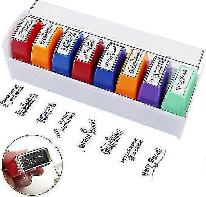 Teacher Grading Stamps Set Compatible with Classroom Homework with Self-Inking Design