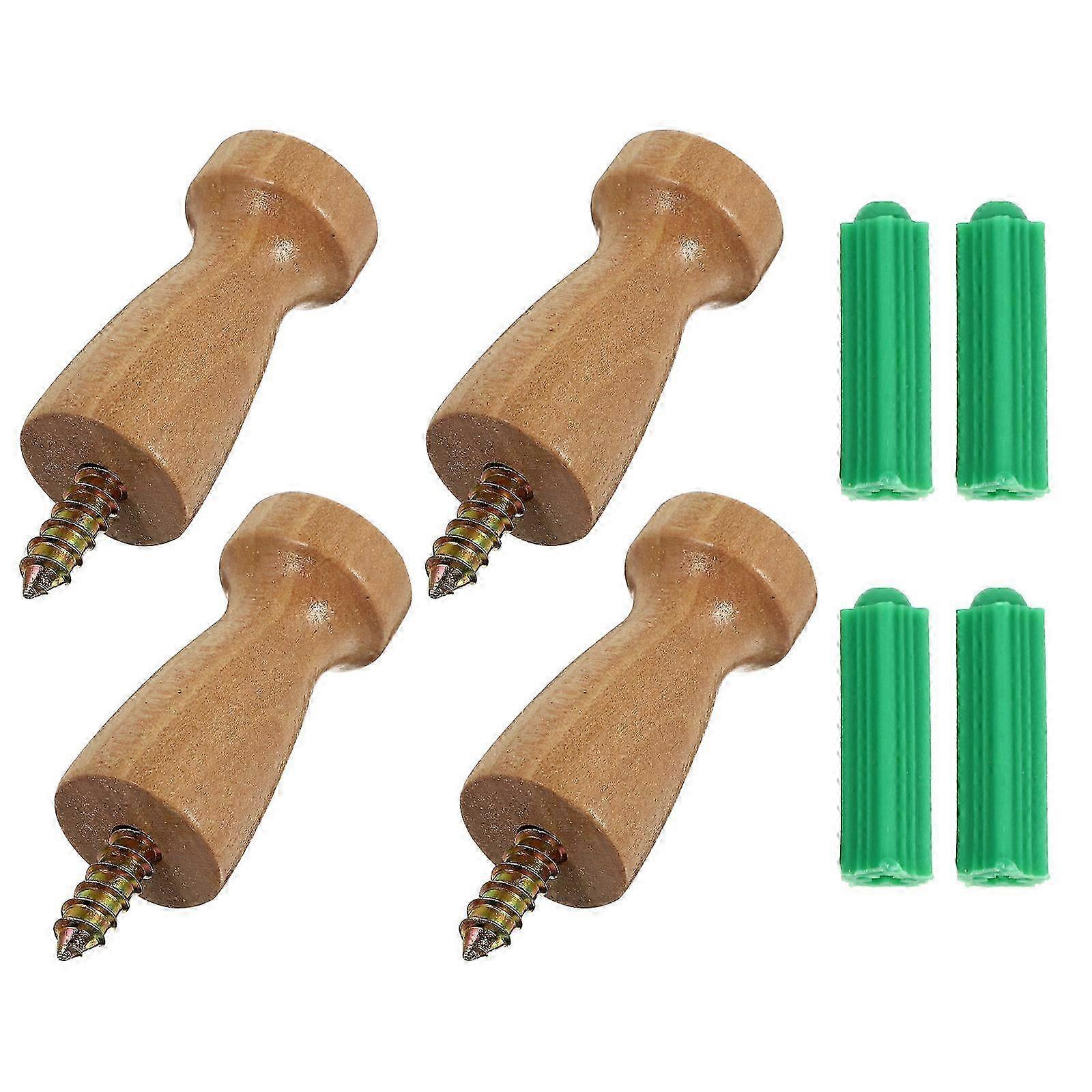 4pcs Wooden Wall Hooks Creative Backpack and Coat Hanger compatible with Mounting