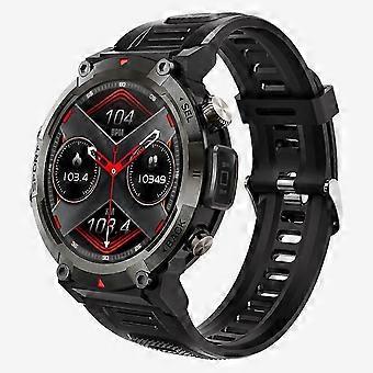 Rugged Tactical Smart Watch with Bluetooth Calls, Rotating Crown & Flashlight, IP67 - Black