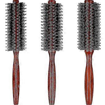 SNDO-Wooden Handle Round Brush for Detangling and Smoothing Hair