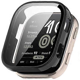 For Amazfit Bip 6 Plastic PC Smart Case + Tempered 9H Hard Glass Black