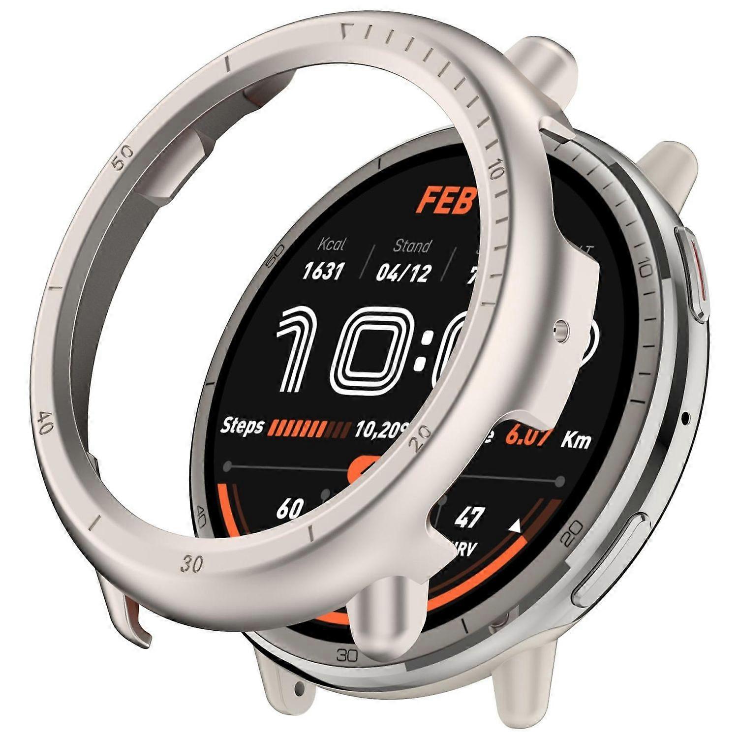 For Amazfit Active 2 Design Plastic PC Watch Protective Case Beige