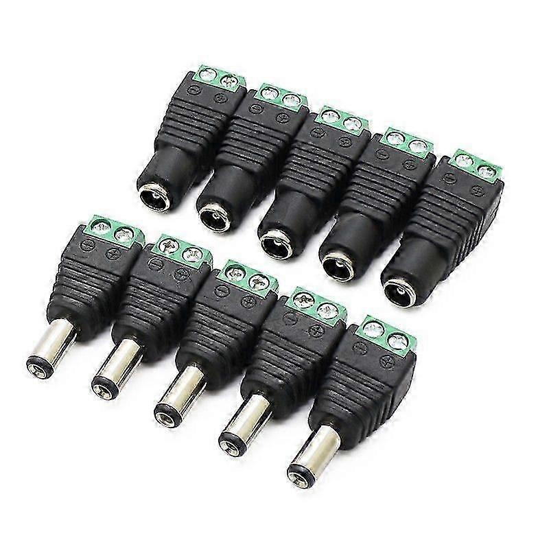 10Pcs DC Power Connector Male/Female Plug 12V Jack Socket Adapters, for CCTV Camera DVR Security System LED Light Socket