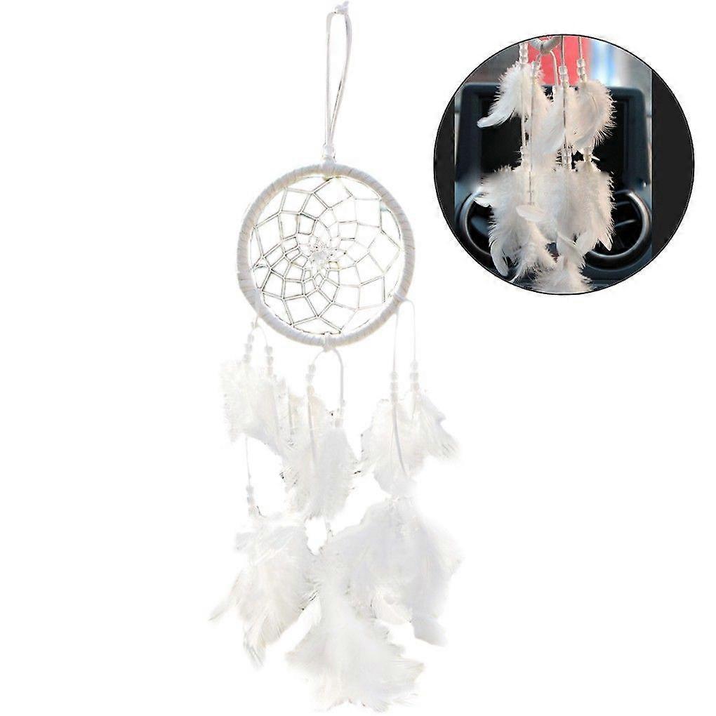 Round dreamcatcher wall hanging with feathers