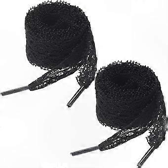 Soft Flat Shoelaces, 2 Pairs Fancy Lace Shoe Laces for Women's Sneakers