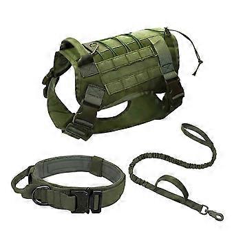 Tactical Cozy Dog Harness & Leash - Quick Release Night Visibility Seat Belt M Army Green