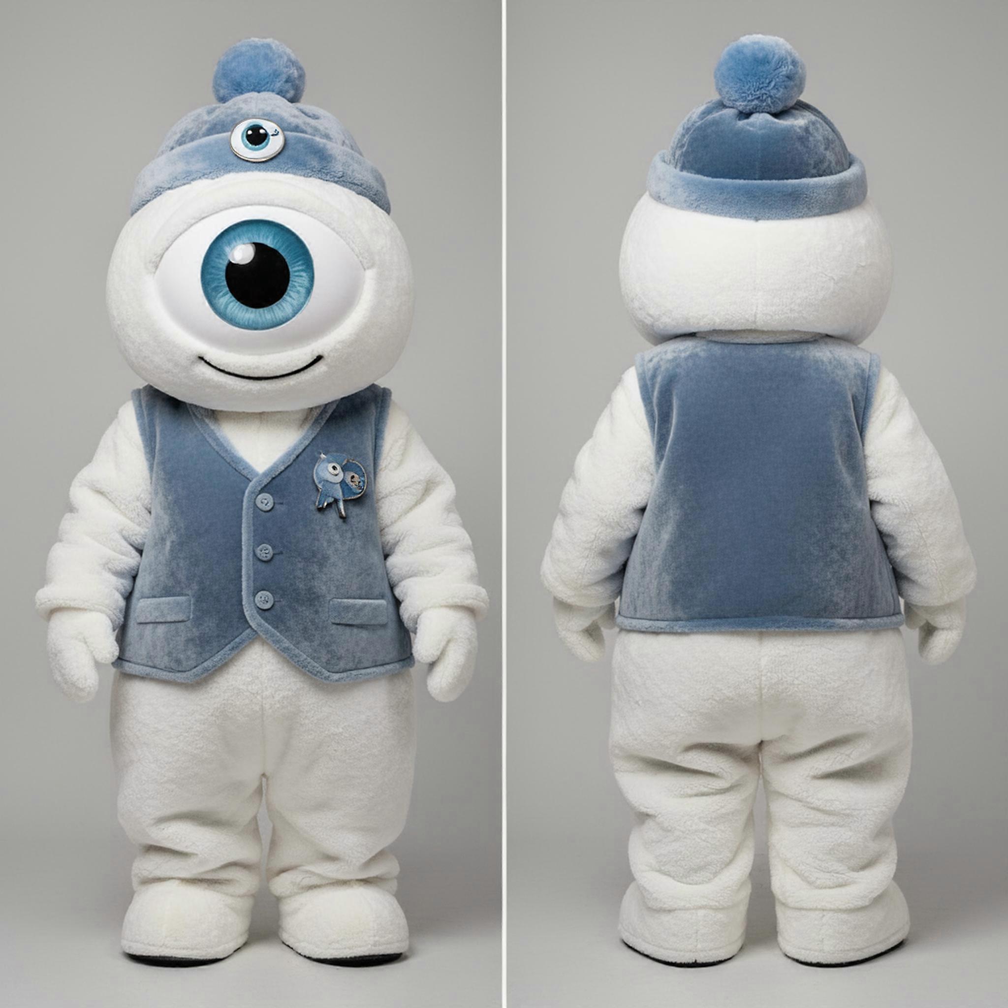 MASTICOT White Single Eyed Cyclops Mascot