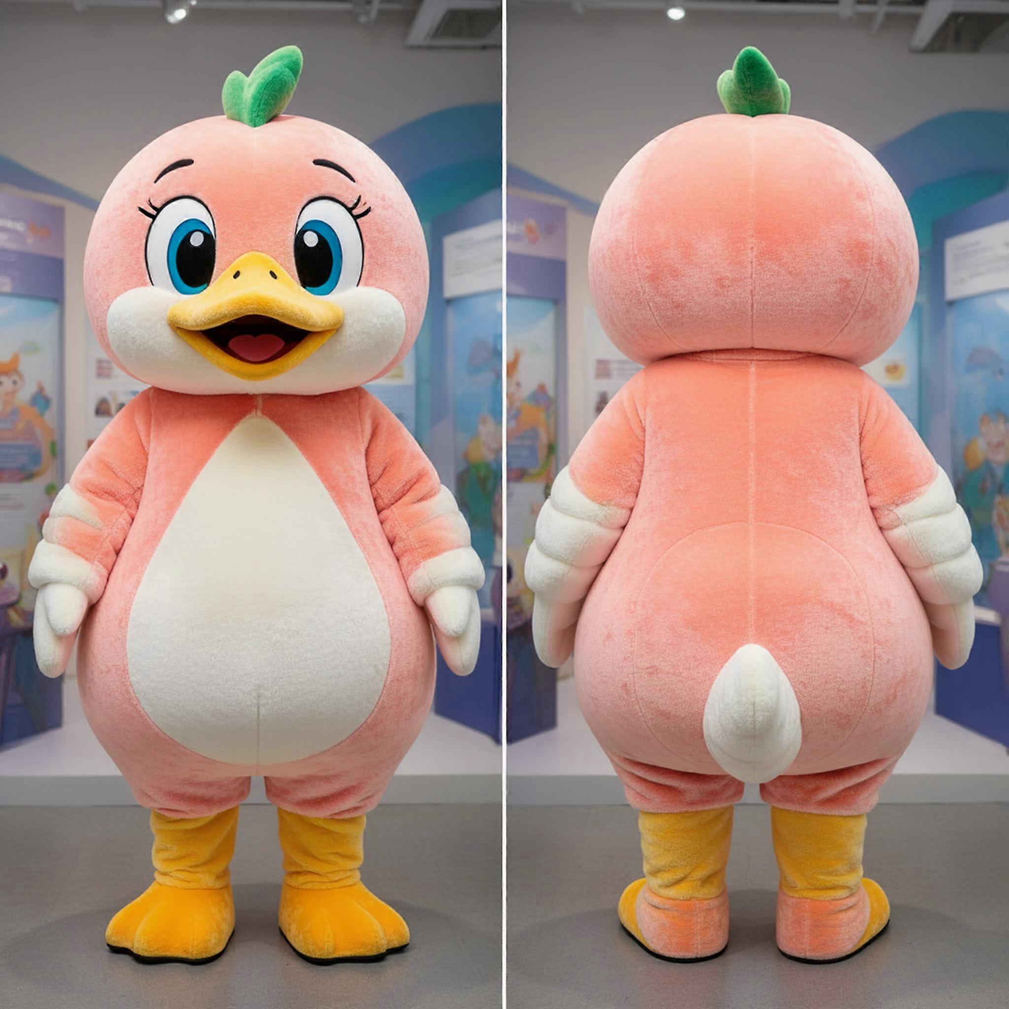 MASTICOT Peach Fluffy Goose Mascot