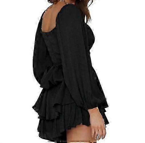 Femei cu maneca lunga Ruffle Layer Cravata Mini Scurt Romper