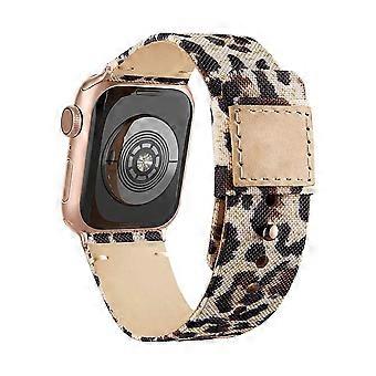 Stoffstropper Kompatibel med Apple Watch 41mm 40mm 38mm, Lerretsrem med mykt ekte skinnfôr og trykknapp til Apple iwatch Series 7/6/5/