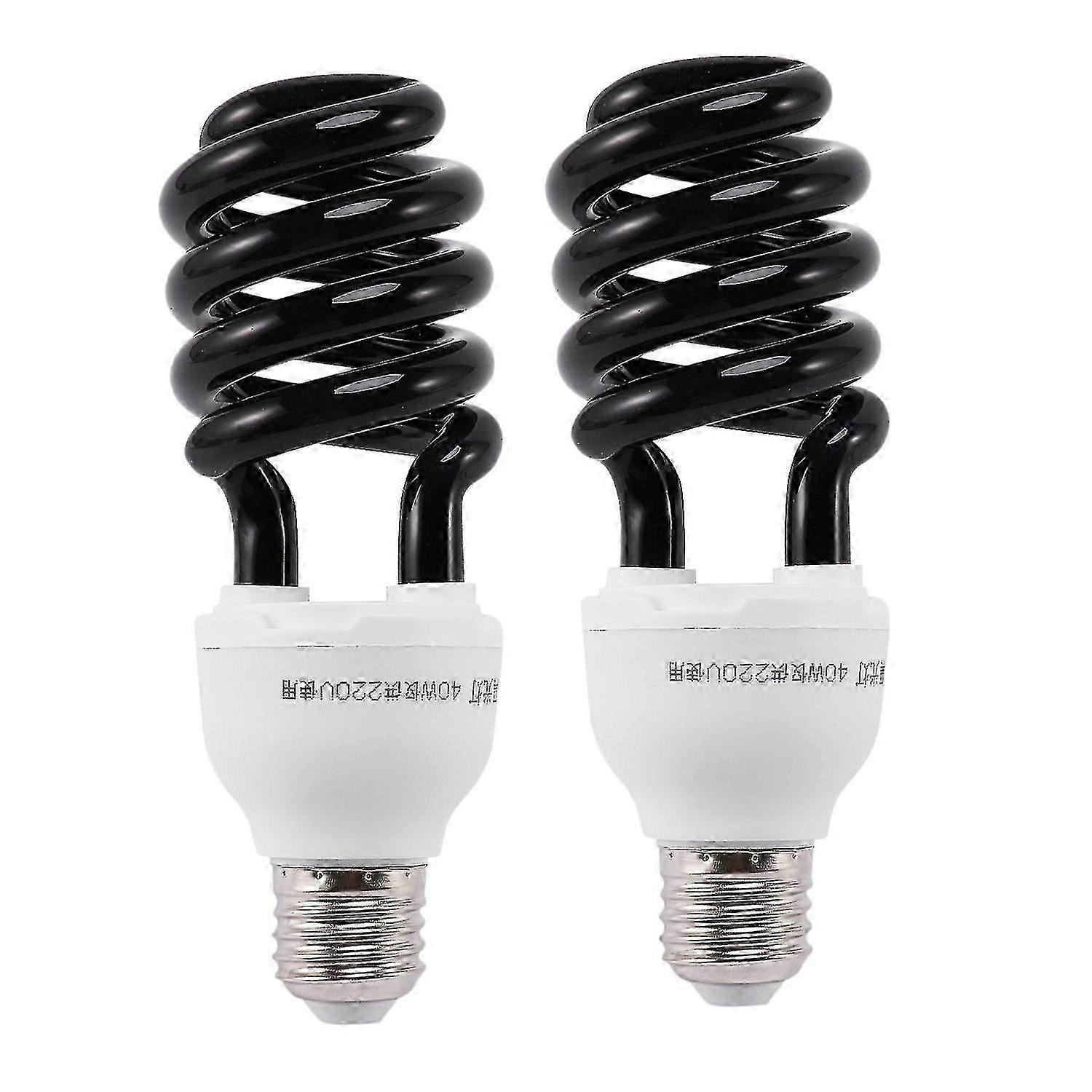 2 Pcs E27 Base 40W UV Blacklight Bulb, 220V Spiral Shape