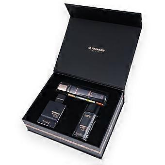 Amber Oud Private Edition Cadeauset met Eau de Parfum 75 ml, Eau de Parfum 30 ml en Body Veil 250 ml.