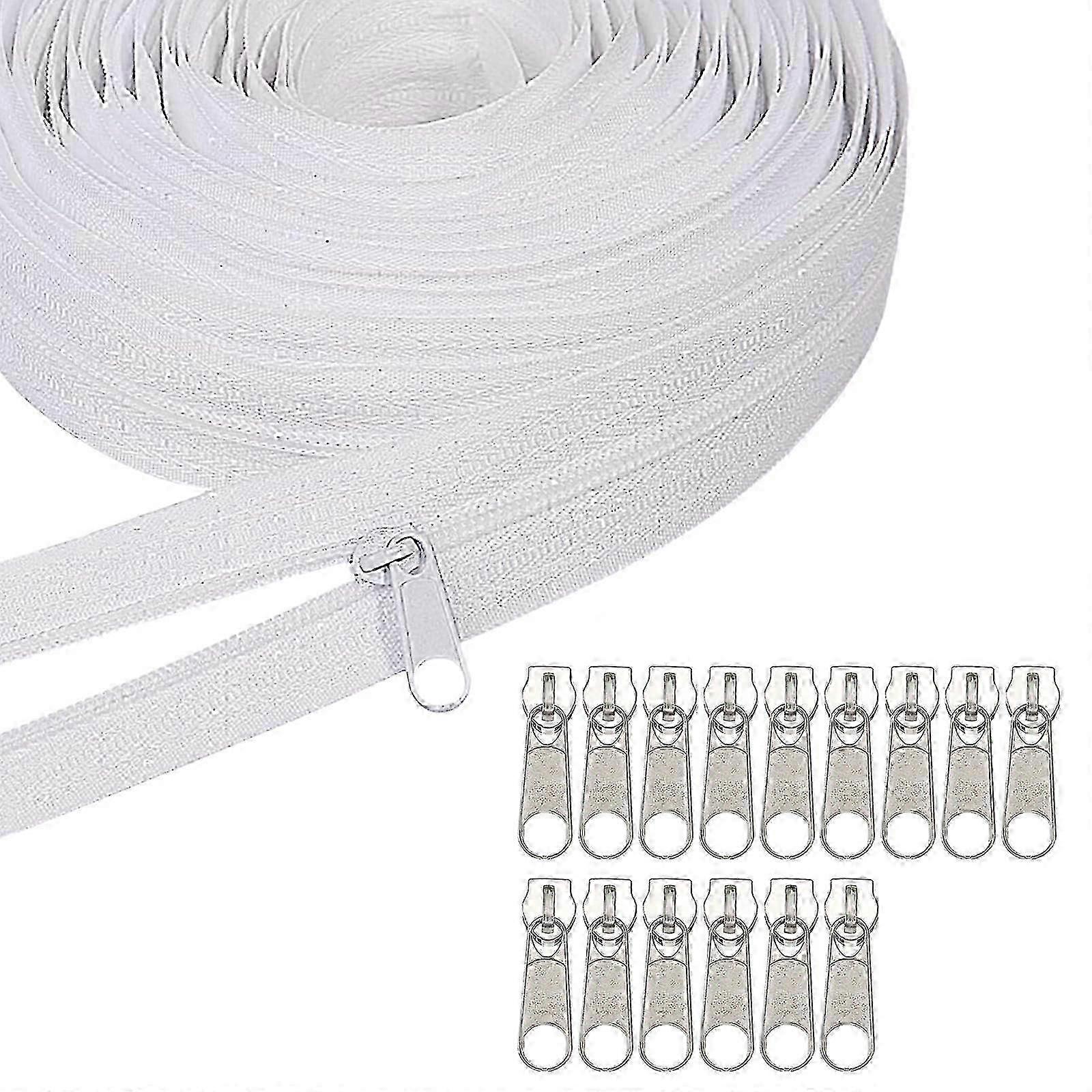Continuous White Nylon Zip 5m