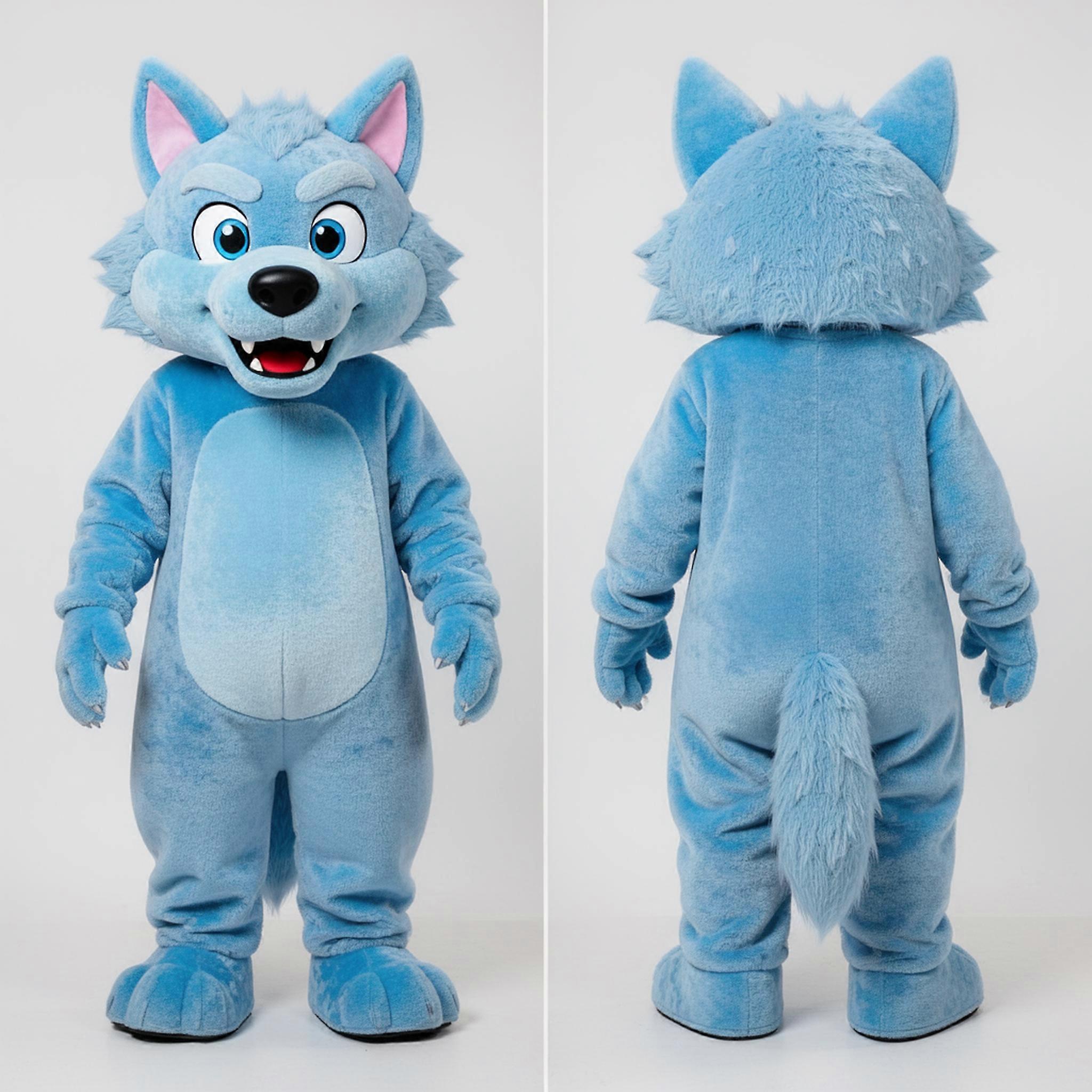 MASTICOT Sky Blue Cuddly Werewolf Mascot