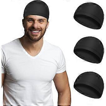 3 Pack Cooling Skull Cap Helmet Liner Sweat Wicking Cycling Helmet Liner for Men and Women Black