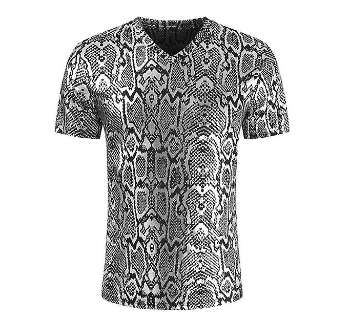 2022 Summer Men's Slim V-neck Diamond Shiny T-shirt